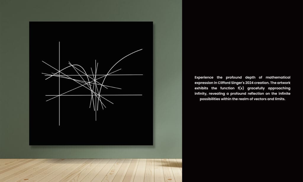 Abstract mathematical expression on black canvas.