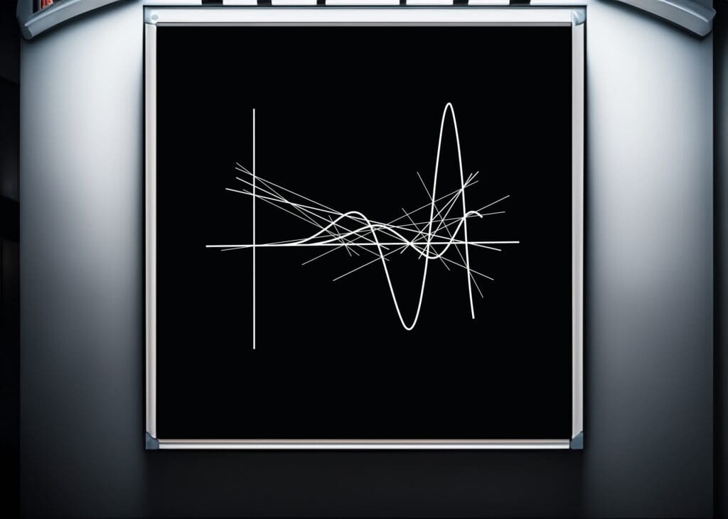 Abstract lines and curves on black background.