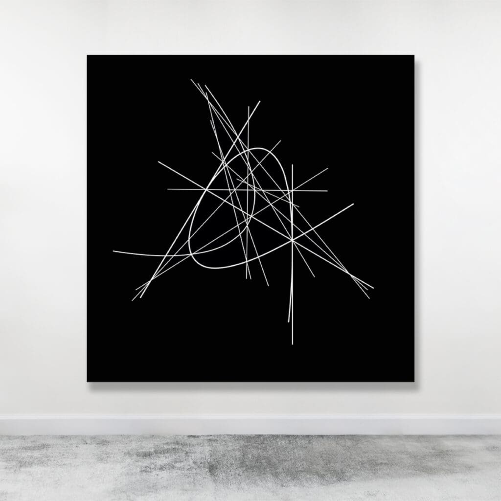 White strophoid and parabola lines on black