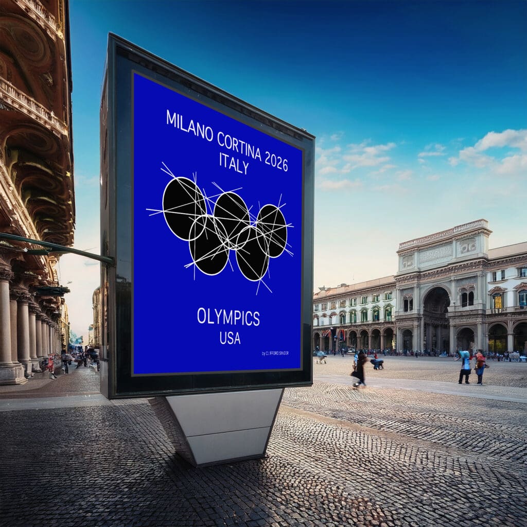 Blue Milano Cortina 2026 Olympic billboard