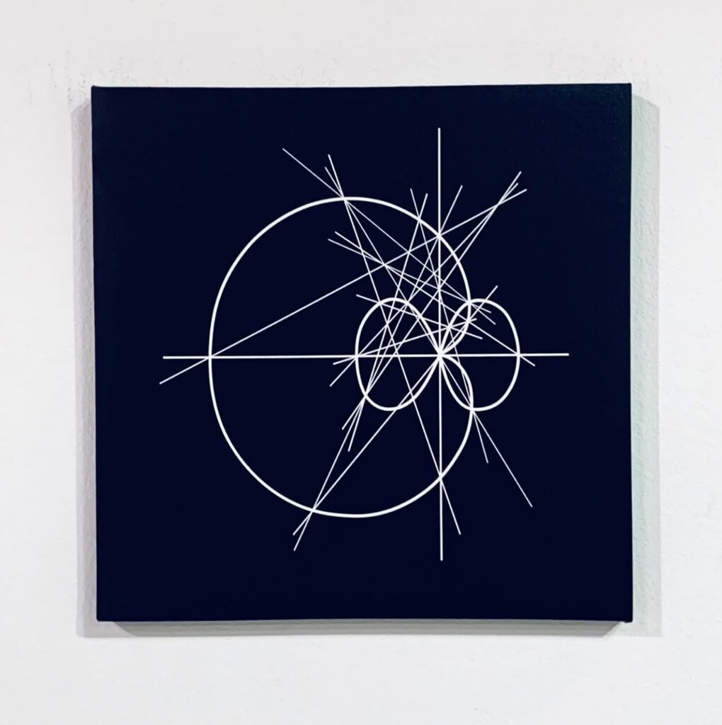 White intersecting circles and radial lines