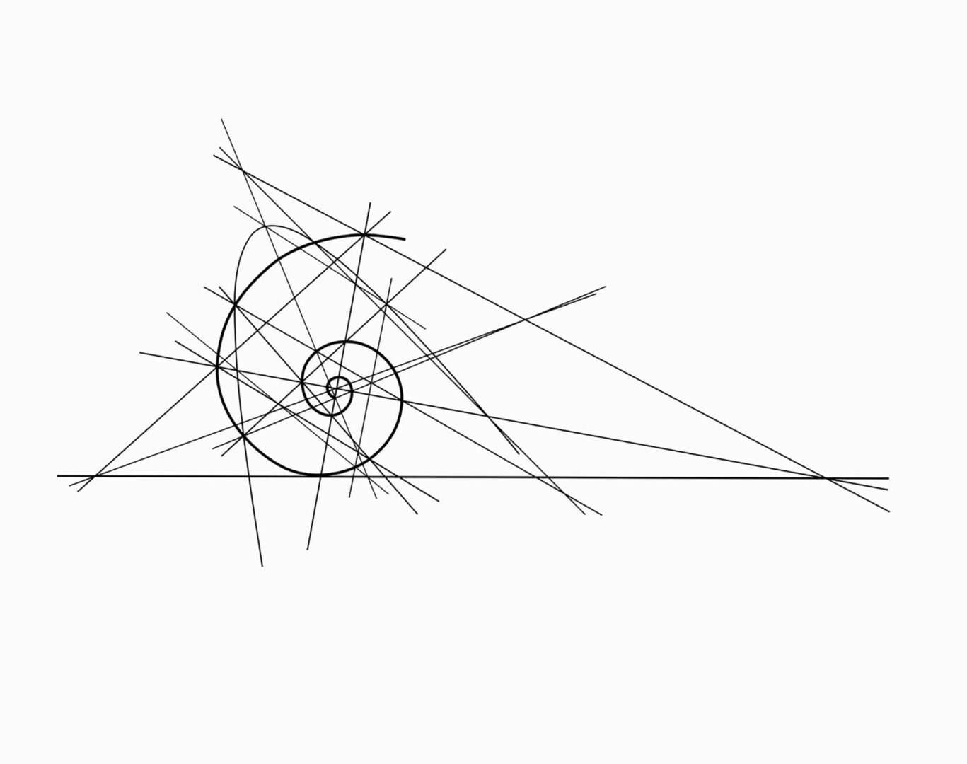 Clifford Singer. Equiangular Spiral with Parabola. 2025