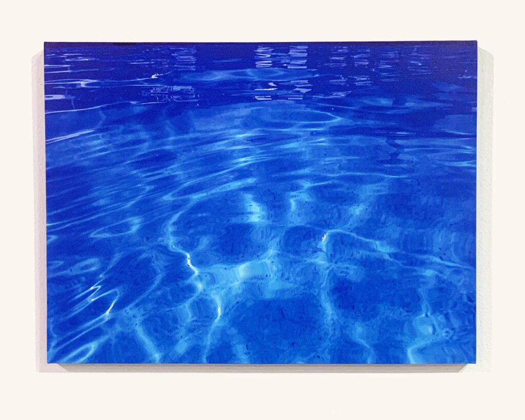 Vivid blue pool water painting with ripples