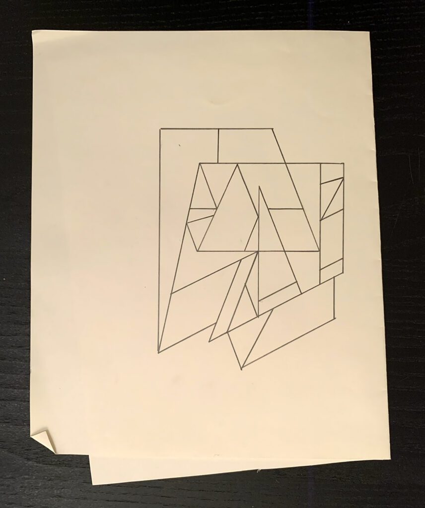 Geometric line drawing on cream paper