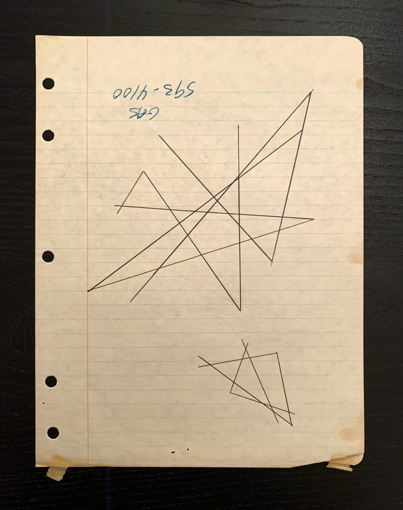 Lined page with overlapping star scribbles