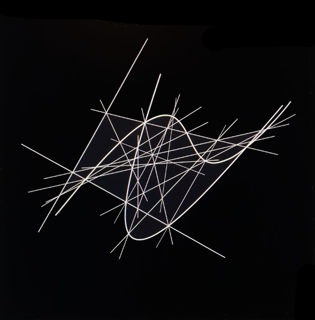 Diagonal plane of crisscrossing lines and loop