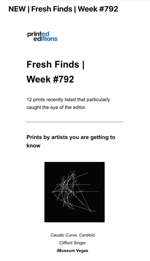 Clifford Singer. Printed Editions. Fresh Finds. Week 792