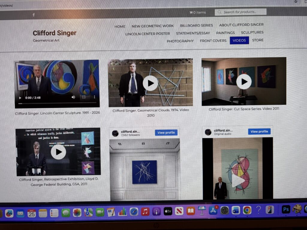 Artist website with video thumbnails