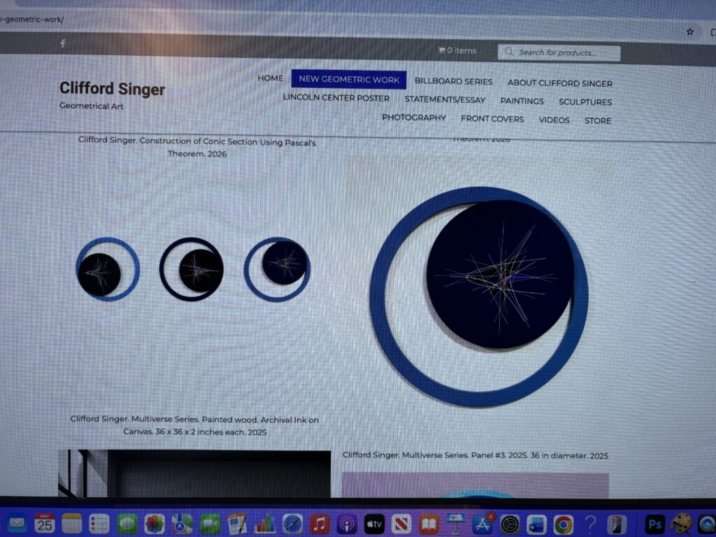Website page showing circular geometric artwork