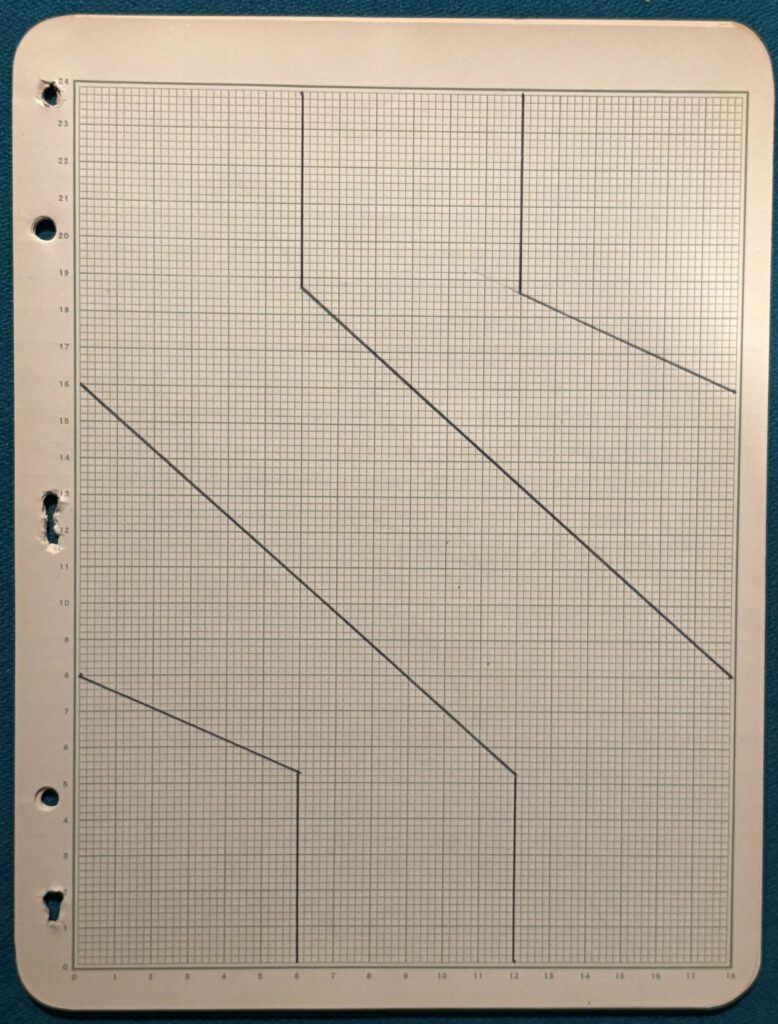 Graph paper sheet with diagonal bold lines