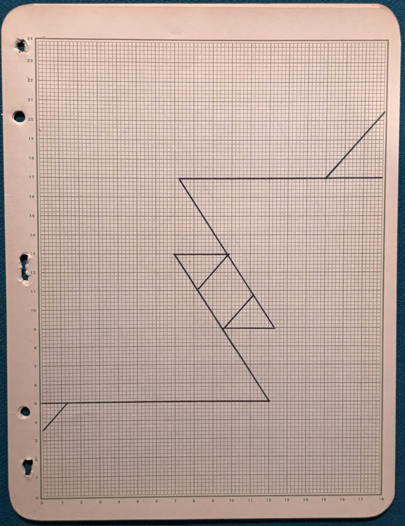 Punched graph paper with zigzag lines