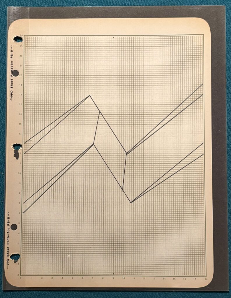 Vintage graph paper with angular geometric line drawing