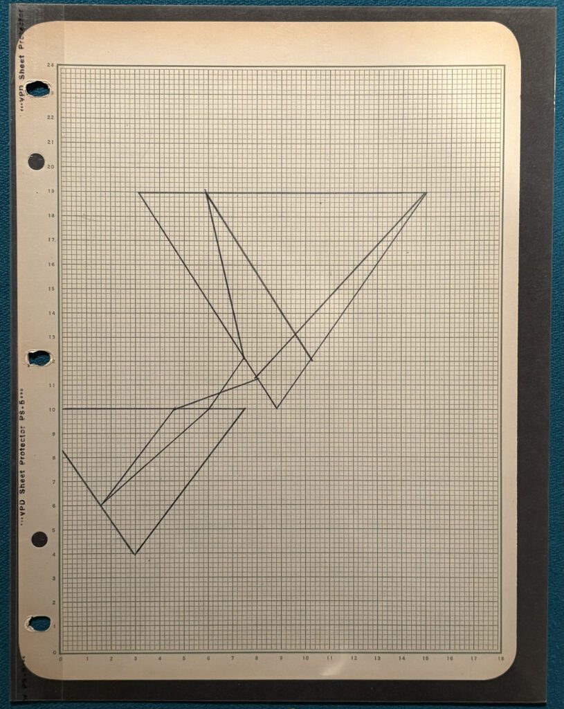 Hole-punched graph paper with intersecting triangular lines