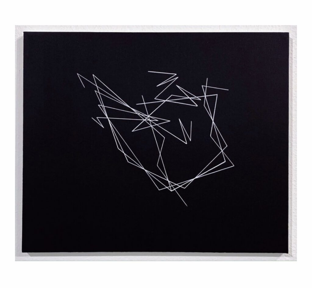 White angular polygon lines on black canvas