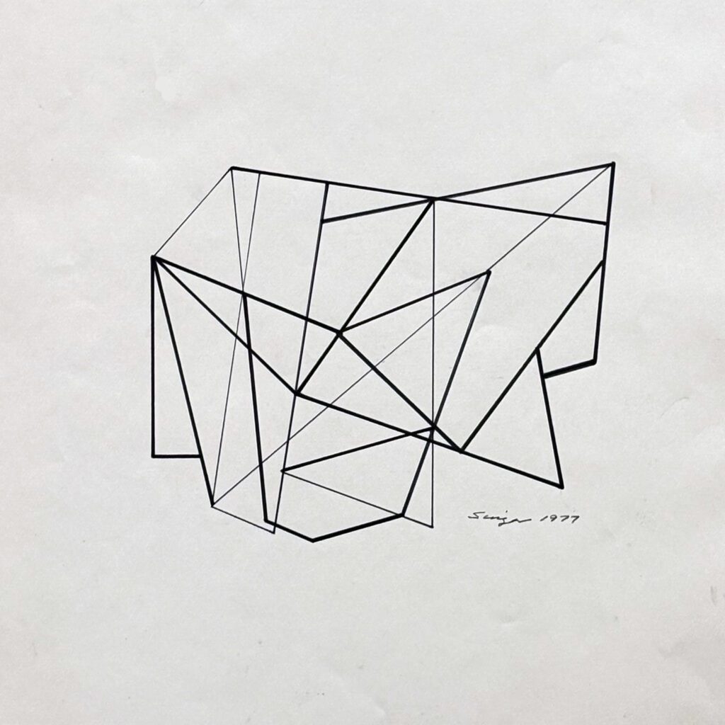 Abstract geometric line drawing of overlapping polygons