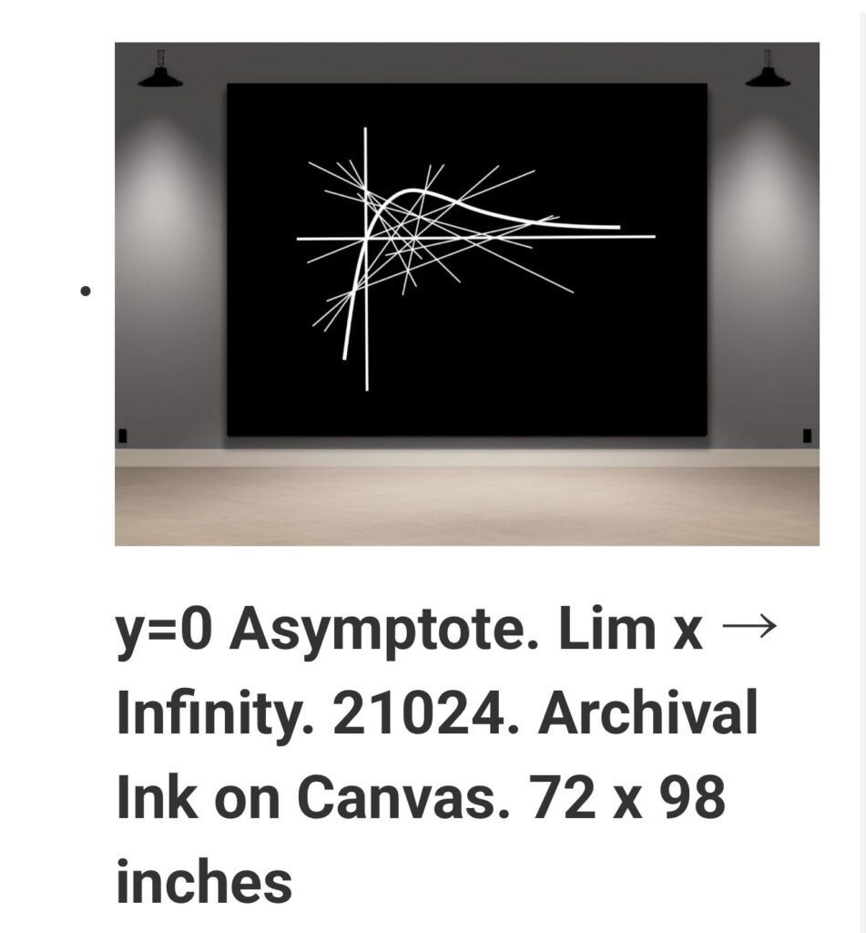 Black canvas with white asymptote line drawing