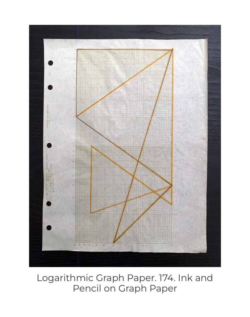 Logarithmic graph paper drawing with orange lines
